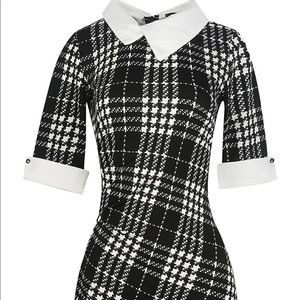 Oxiluly Houndstooth Vintage Bodycon Dress (2X)